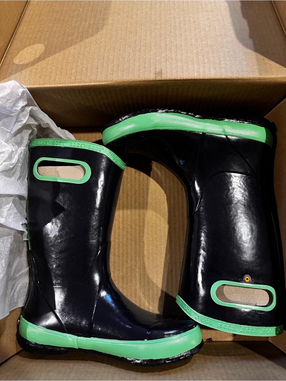Bogs Kids' Lightweight Waterproof Boots - Navy/Green Sz 4
